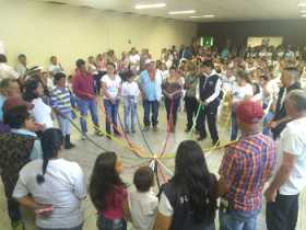 Durante el evento de conmemoración a las víctimas del conflicto armado.