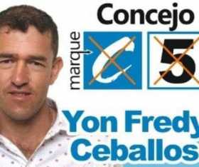 Yon Fredy Ceballos, candidato para el Concejo de Marulanda 