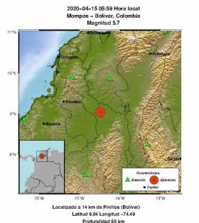 Sismo con magnitud 5.7 tuvo como epicentro Mompós, en Bolívar 