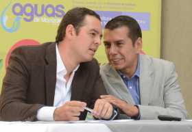Carlos Mario Marín, alcalde de Manizales, y Juan José Silva, gerente del ICTM.  
