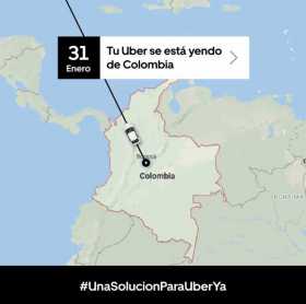 Uber prestará su servicio en Colombia hasta el 31 de enero