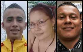 Los tres fallecidos. A la derecha,  Manuel Bedoya Zapata, apodado Krone. Eran de San Miguel (Antioquia).