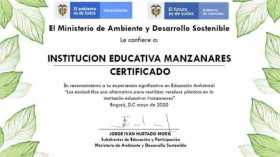 Institución Educativa Manzanares recibió reconocimiento de Minambiente  