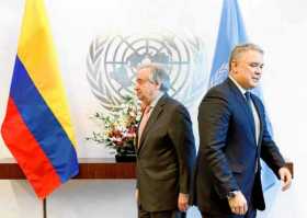 El presidente colombiano, Iván Duque, se reunió ayer en Nueva York con el secretario general de la ONU, António Guterres.
