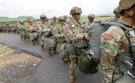 Paracaidistas del Ejército de Estados Unidos que participan en ejercicios militares conjuntos con los de Colombia en el Centro N