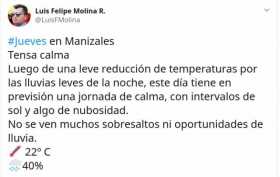 Estado del clima para este jueves en Manizales