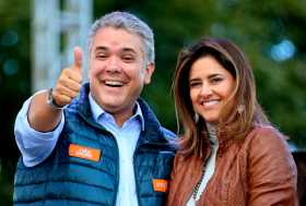 El presidente de Colombia, Iván Duque, junto a su esposa, María Juliana Ruíz. 