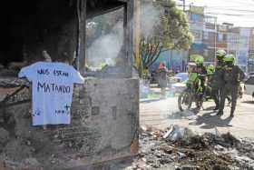 Los restos incinerados del CAI La Gaitana en la localidad de Suba.