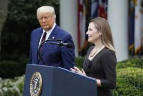 La jueza Amy Coney Barrett habla después de ser presentada por el presidente de los Estados Unidos, Donald J. Trump, como su nom