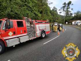 Volcamiento vehicular en la vía entre Manizales y Chinchiná 