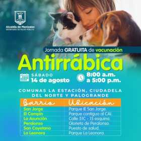 Lleve este sábado a su mascota a la jornada gratis de vacunación antirrábica