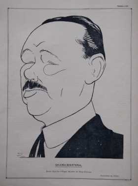 Caricatura realizada a Aquilino Villegas, por Tito para la Revista Cromos.