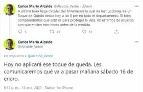 Alcalde indica que hoy no aplica toque de queda en Manizales