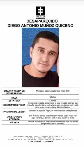 Encontraron a Diego Antonio Muñoz, desaparecido desde hace 17 días