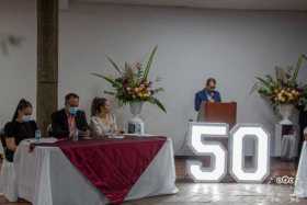 Luis Fernando Benjumea, director de la ONG Casa de la Cultura habla en la celebración de los 50 años de la entidad.
