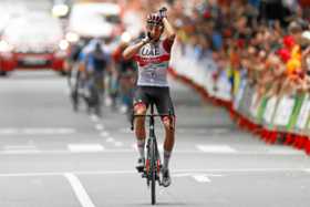 El corredor español Marc Soler, del equipo UAE, vencedor de la quinta etapa de La Vuelta a España.