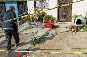 Una vecina de la periodista asesinada Lourdes Maldonado, alimenta a sus mascotas en el fraccionamiento Santa Fe en Tijuana, esta