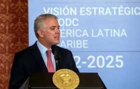  El presidente, Iván Duque, durante el lanzamiento de la nueva estrategia de la UNODC para América Latina y el Caribe 2022-2025,