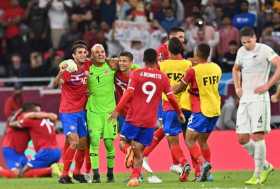 Celebración de los jugadores de Costa Rica al conseguir el cupo al Mundial. 