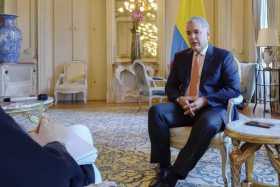 El presidente de Colombia, Iván Duque, mantiene una entrevista con la Agencia Efe en un hotel de Lisboa. "No hay asesinatos de d