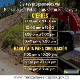 En Manzanares habrá cierres viales a partir de mañana para intervenir el sector Buenavista