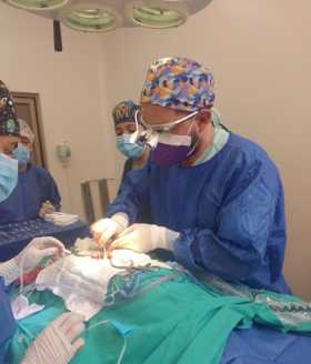 Procedimiento quirúrgico realizado por el equipo de médicos en el Hospital Veterinario de la Universidad de Caldas.