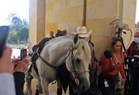 Barrera llegó al Capitolio con su caballo