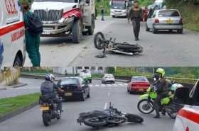 Dos motociclistas lesionados en accidentes de tránsito en Manizales
