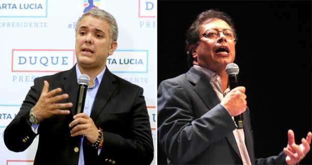 Iván Duque Márquez, del Centro Democrático, y Gustavo Petro Urrego, de la Colombia Humana, esperan hoy el respaldo de los ciudad