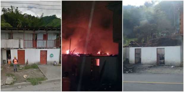 El incendio arrasó con la casa en la vereda La Miel de Pensilvania, justo en la entrada a la Hidroeléctrica El Edén.