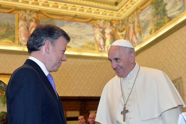 El presidente Juan Manuel Santos y el papa Francisco. 