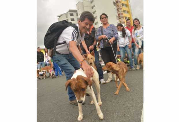 Voluntarios pasearon a perros callejeros durante la Marcha por los derechos de los Animales que se efectuó el 9 de octubre. Con 