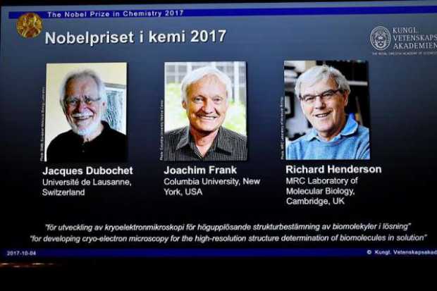 Los tres ganadores del Premio Nobel de Química 2017