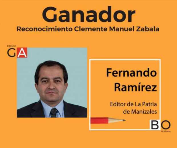 Fernando Ramírez ganó el reconocimiento Clemente Manuel Zabala 2017