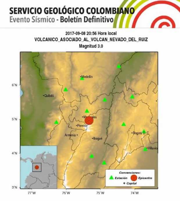 Actividad sísmica asociada al Nevado del Ruiz se siente en Manizales