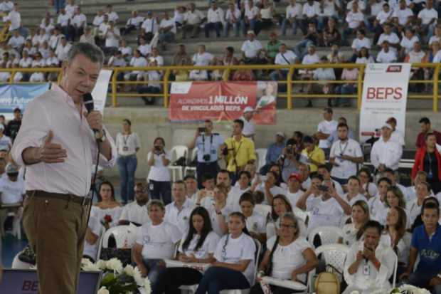 Juan Manuel Santos celebró en La Dorada el millón de aportantes a BEPS Juan Manuel Santos celebró en La Dorada el millón de aportantes a BEPS