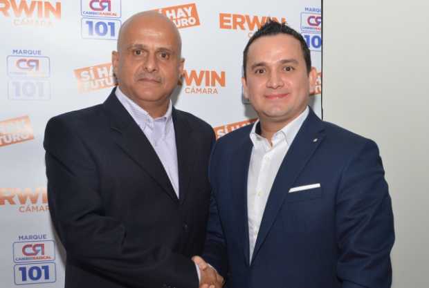 El liberal David Gutiérrez oficializó ayer su adhesión a la candidatura del excalcalde de La Dorada Erwin Arias (derecha) a la C