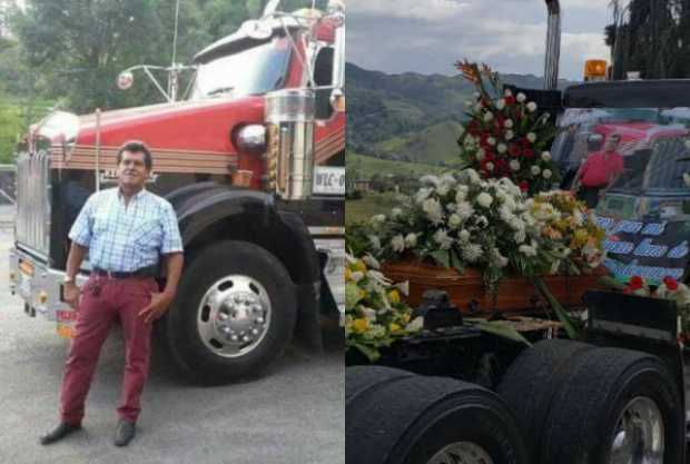 Duval López Cardona y el carro en el que viajaba. El cuerpo lo transportaron en una tractomula.