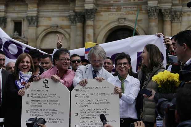 Ángela María Robledo, Gustavo Petro, Antanas Mockus y Claudia López. 