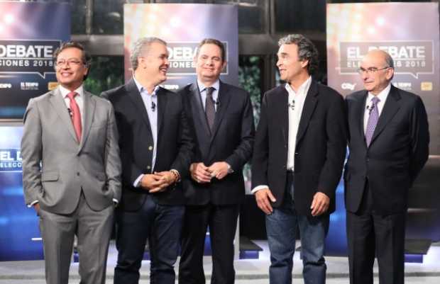 Los candidatos Gustavo Petro, Iván Duque, Germán Vargas, Sergio Fajardo y Humberto de la Calle.