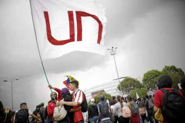 Imagen captada durante una marcha de estudiantes en Bogotá. 