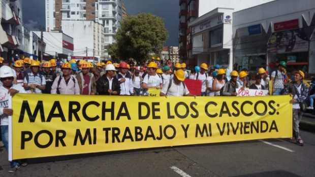 Sector de la construcción del Eje Cafetero marchó en Manizales