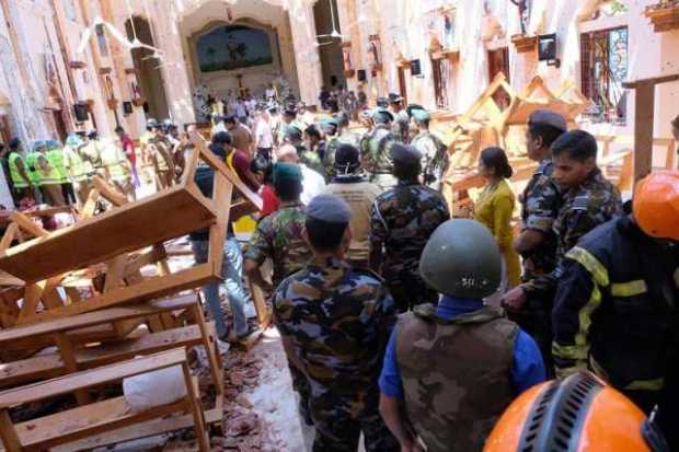 Una iglesia atacada con explosión en Sri Lanka. 