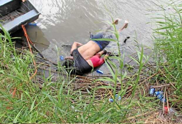 Consternación por muerte de migrante salvadoreño y su hija ahogados. 