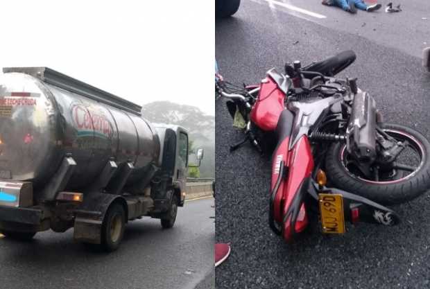 Motociclista murió en accidente en la doble calzada Manizales-Chinchiná 