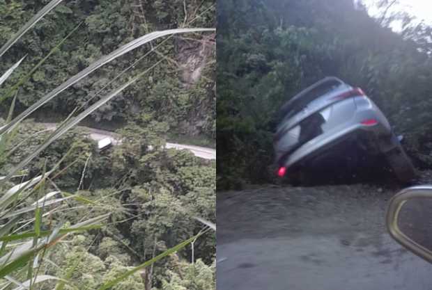 Camioneta casi cae al río San Lorenzo, en la vía Salamina-Pácora 