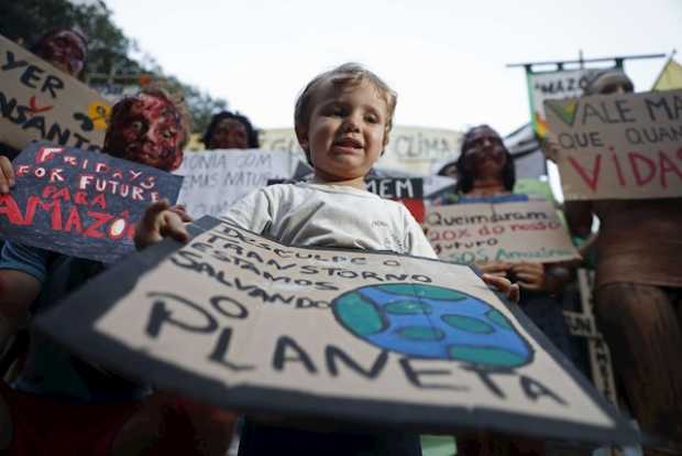 Huelga por el clima en Rio de Janeiro. 