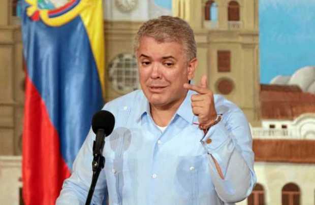 El presidente de Colombia, Iván Duque, habla durante la jornada de celebración del 50 aniversario de la Comunidad Andina de Naciones (CAN) en Cartagena. El presidente de Colombia, Iván Duque, habla durante la jornada de celebración del 50 aniversario de la Comunidad Andina de Naci