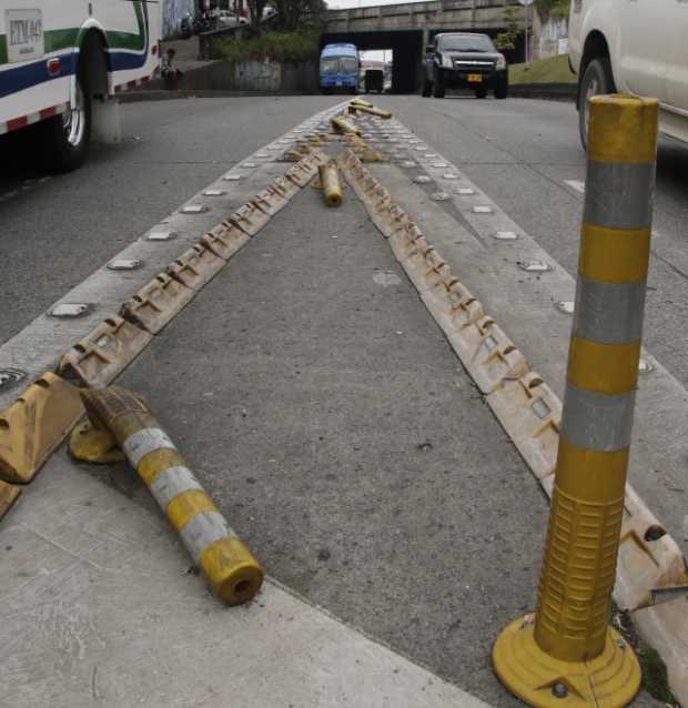 Para qué alineadores en el suelo, se quejan en Manizales