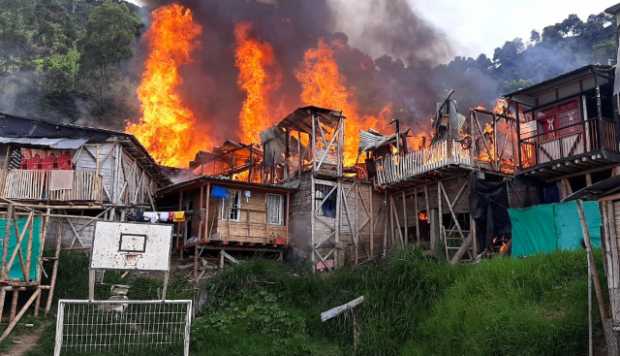 Incendio en el barrio Nuevo Horizonte, de Chinchiná